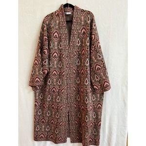 Zara Knit Kimono Coat Special Edition Jacquard Knit Size L Boho Sweater
